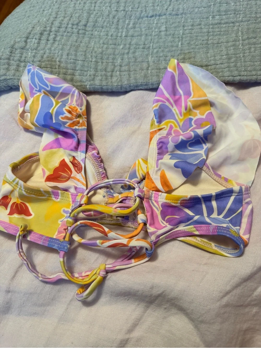 Raisins Girls Floral Ruffle Bikini - Purple, Yellow, Orange, Pink